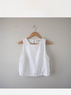 Abercrombie & Fitch White Sleeveless Linen Tank